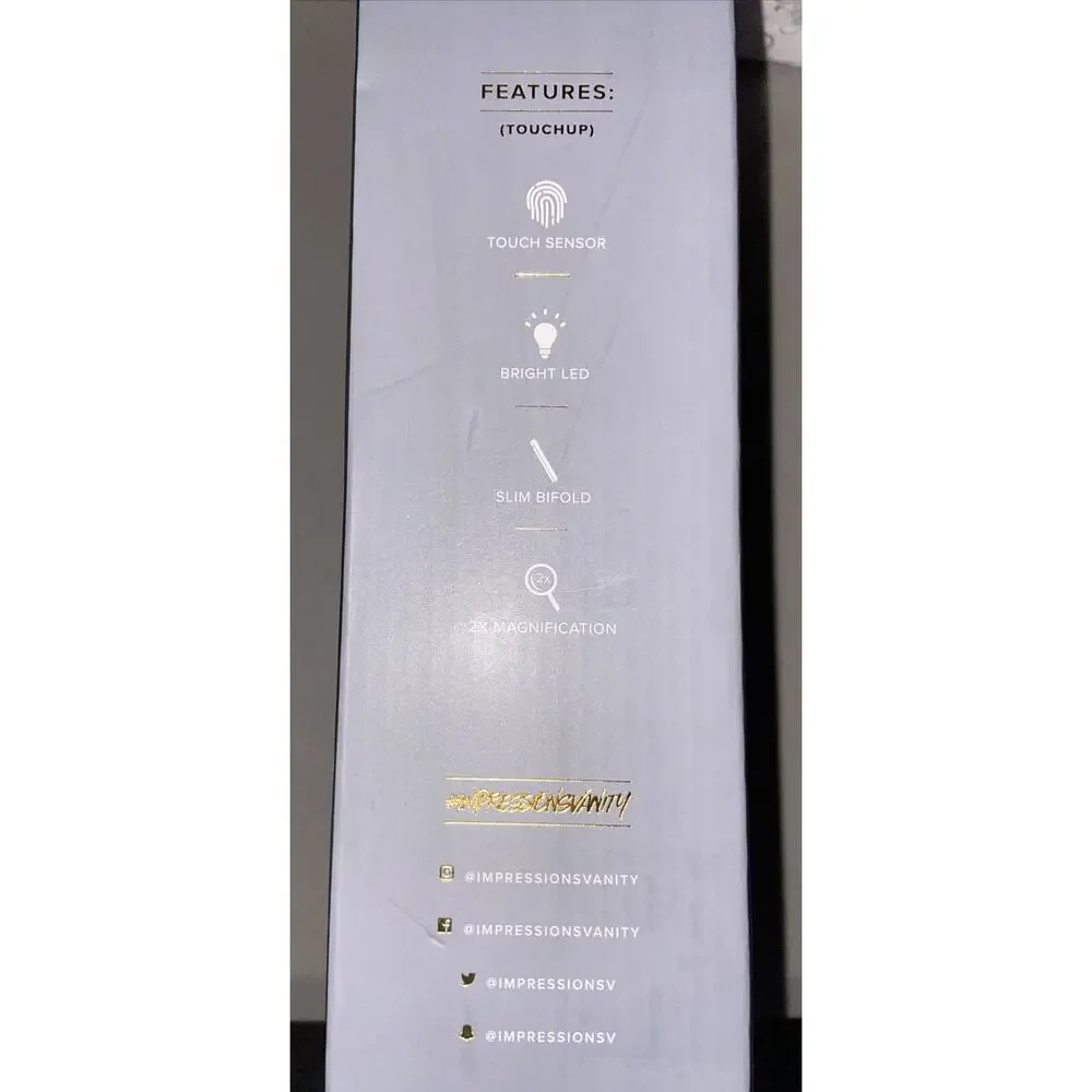 Impressions Vanity Touch The Set Black Makeup Mirror Touch Sensor Magnifying NEW